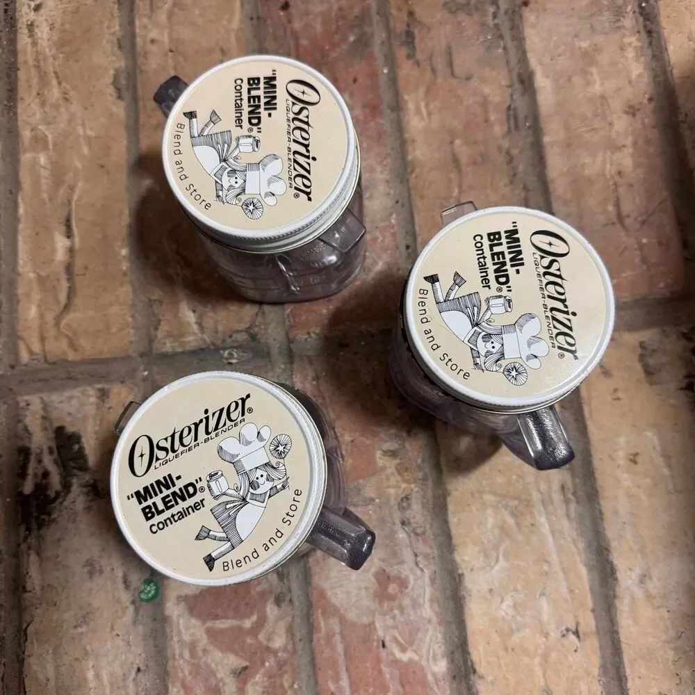 Vintage Osterizer Mini-Blend and Store Containers 8oz  Set Of 3 Plastic